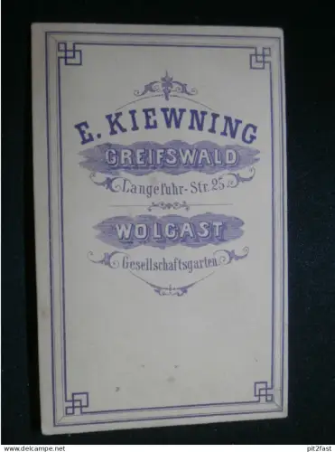 E. Kiewning in Wolgast / Greifswald , ca. 1890 , Adel , Kabinettfoto , CDV !!
