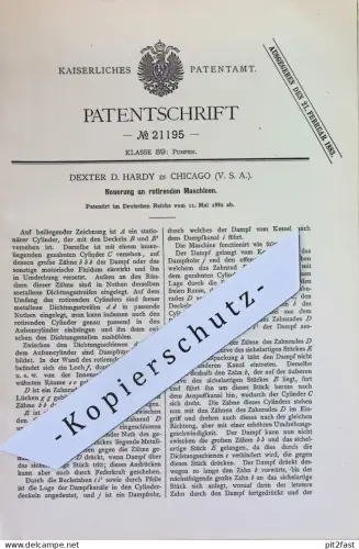 original Patent - Dexter D. Hardy , Chicago , USA | 1882 | rotierende Maschinen | Rotation , Pumpe , Pumpen !!