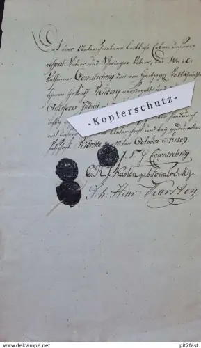 C. Karsten in Ribnitz , 1809 , H. Rehberg , altes Dokument , Mecklenburg !!