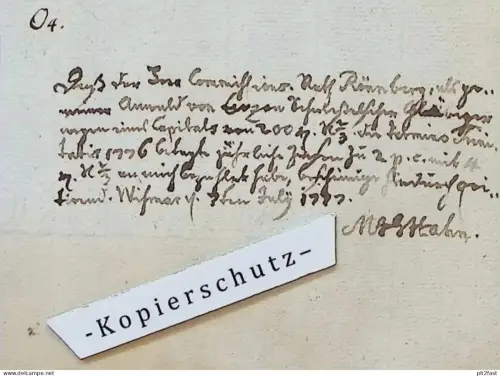 R. Rönnberg in Wismar , 1776 , Maltzahn , altes Dokument , Mecklenburg !!