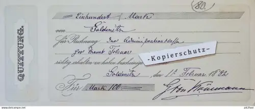 G. Krullmann - Gut Goldenitz i. Mecklenburg , 1882 , alte Quittung / Beleg !!