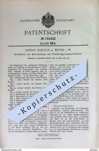 original Patent - Gustav Schulte , Witten i. W. | 1901 | Herst. v. Treibriegelschlosskasten | Fensterriegel , Tür Riegel