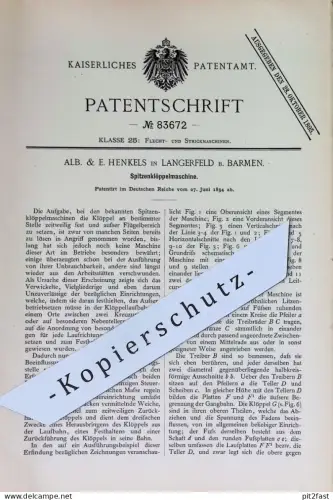 original Patent - Alb. & E. Henkels , Langerfeld / Barmen | 1894 | Spitzenklöppelmaschine | Klöppelmaschine für Spitze