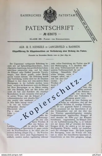 original Patent - Alb. & E. Henkels , Langerfeld / Barmen | 1894 | Klöppelführung für Klöppelmaschinen | Klöppeln