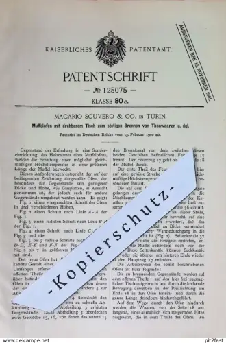 original Patent - Macario Scuvero & Co. Turin , Italien | 1900 | Muffelofen zum Brennen von Tonwaren | Ton - Ofen | Öfen