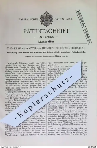 original Patent - Ignátz Hàhn , Györ | Heinrich Deutsch , Budapest , Ungarn | 1900 | Öffnen & Schließen von Türen | Tür