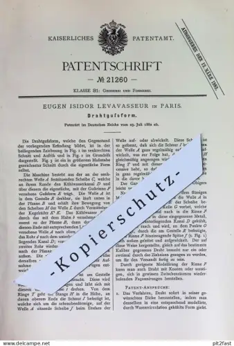 original Patent - Eugen Isidor Levavasseur , Paris , Frankreich | 1882 | Drahtgussform | Draht - Gussform | Gießerei !!