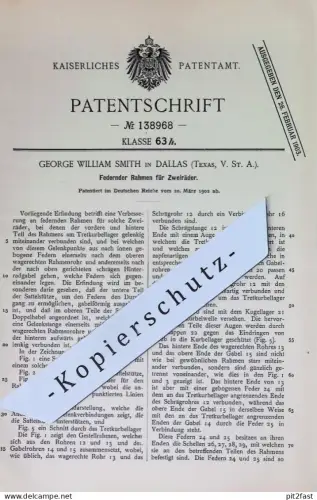 original Patent - George William Smith , Dallas , Texas USA | 1902 | Federnder Rahmen für Zweirad | Fahrrad , Fahrräder