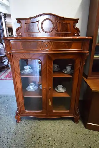 Vitrinenschrank Louis Phillipe um 1860 Mahagoni 