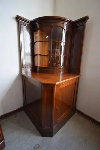 Vitrinen Eckschrank Art Deco um 1920 Mahagoni 