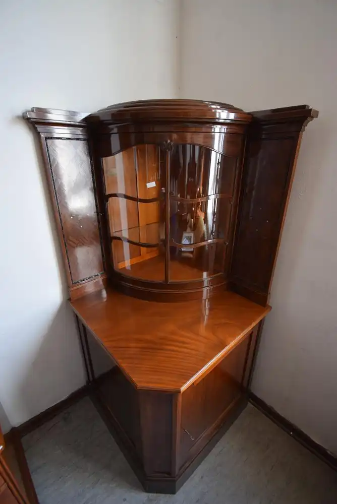Vitrinen Eckschrank Art Deco um 1920 Mahagoni  4
