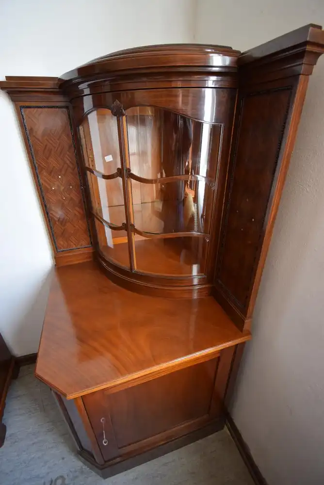 Vitrinen Eckschrank Art Deco um 1920 Mahagoni  5