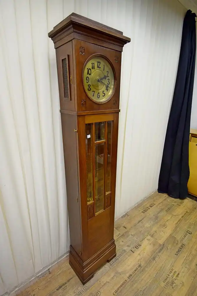 Standuhr Freischwinger Jugendstil um 1890 Nussbaum  2