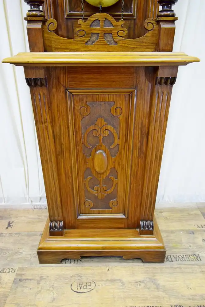 Standuhr Freischwinger Jugendstil um 1890 Nussbaum  5