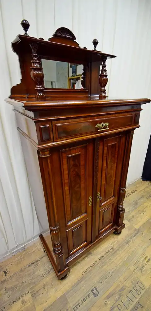 Vertiko mit Aufsatz Historismus um 1870 Mahagoni  1