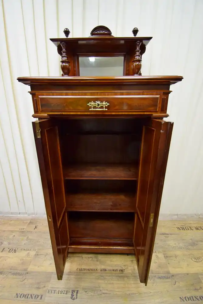 Vertiko mit Aufsatz Historismus um 1870 Mahagoni  3