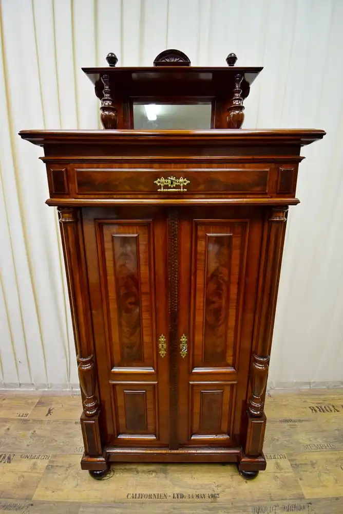 Vertiko mit Aufsatz Historismus um 1870 Mahagoni  4