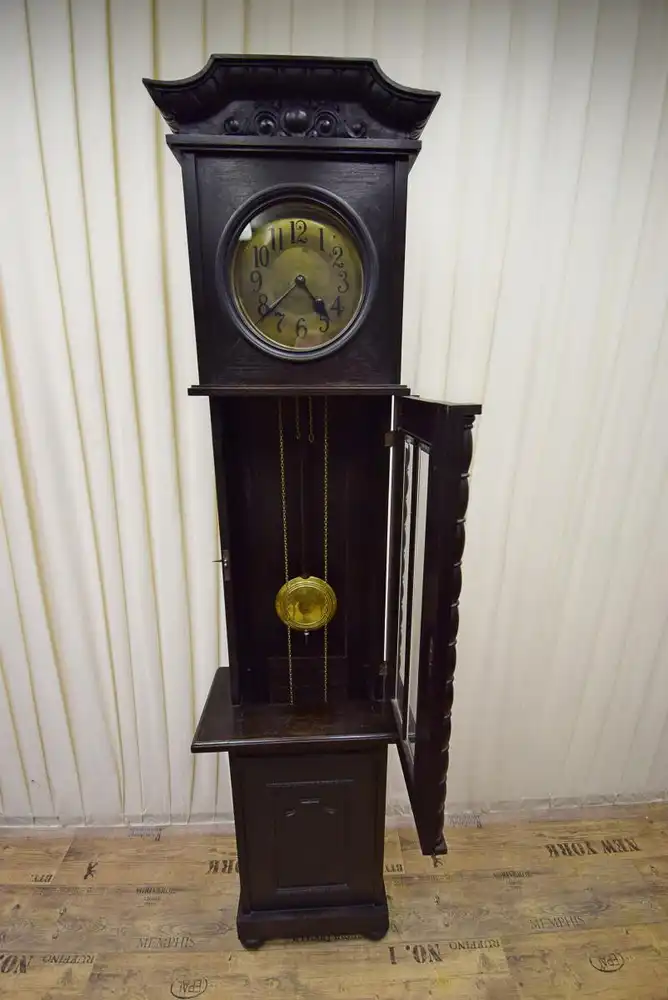 Standuhr Jugenstil um 1900 Eiche dunkel  3