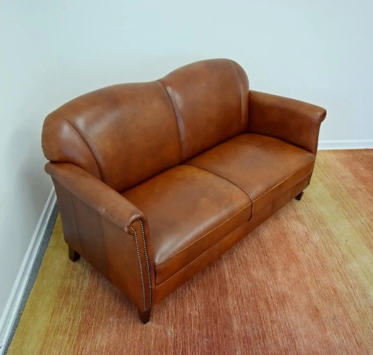 2er Sofa englisch Leder Buche  3
