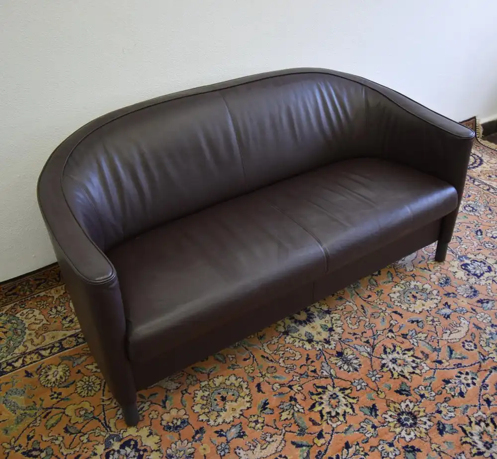 2er Sofa Rundy Clubsofa Englisch Modern Style Leder Schwarz  1