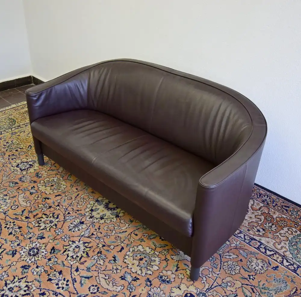 2er Sofa Rundy Clubsofa Englisch Modern Style Leder Schwarz  2