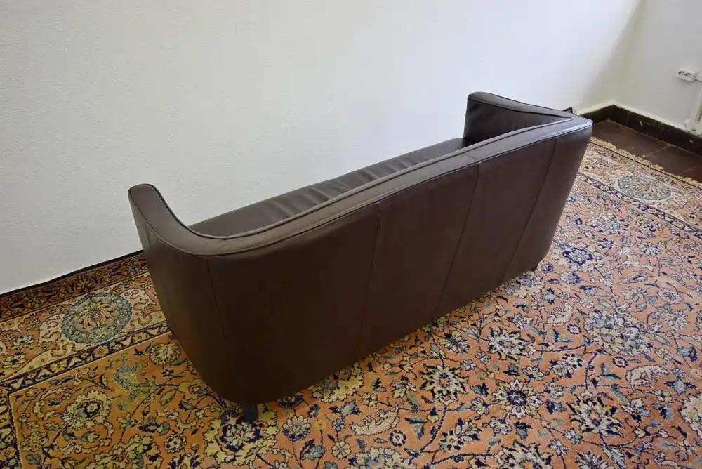 2er Sofa Rundy Clubsofa Englisch Modern Style Leder Schwarz  4