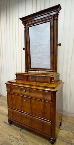 Kommode mit Spiegelaufsatz Biedermeier um 1840 Mahagoni 