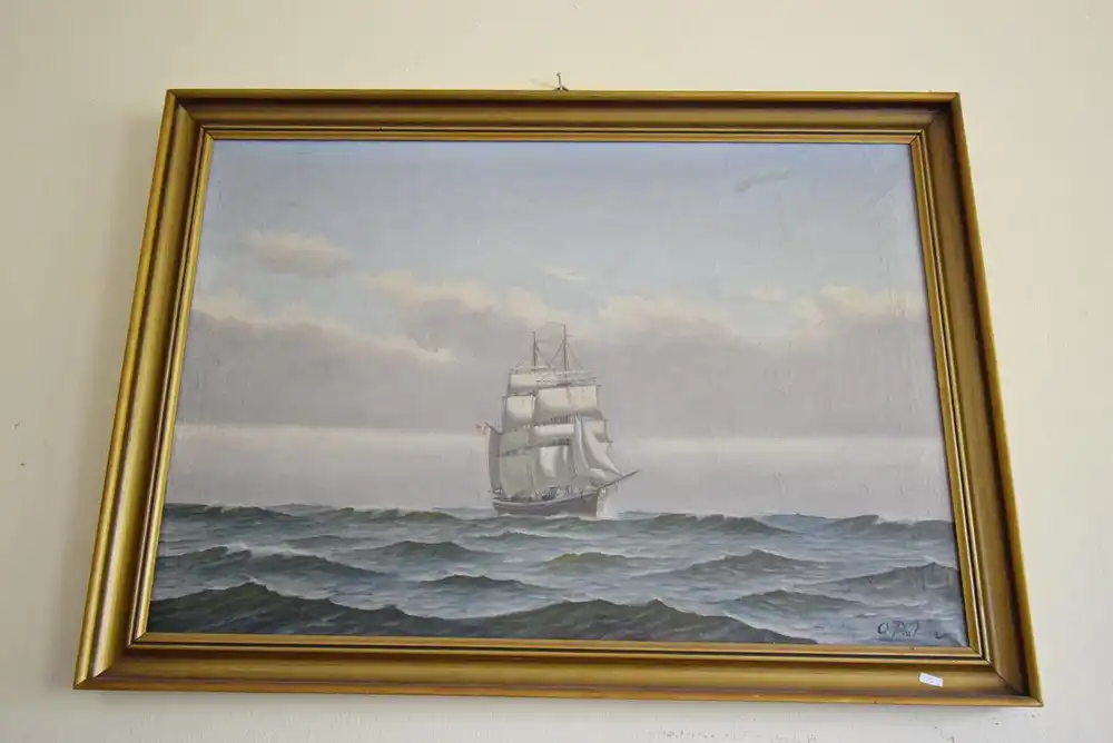 Ölgemälde auf Leinwand gerahmt Dänische Dreimastbark im Öresund Otto Palmer  0