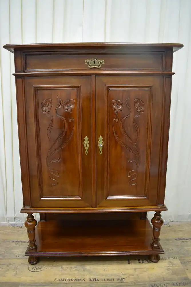 Aufsatz Vertiko um 1895 Jugenstil Nussbaum  0