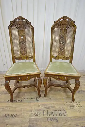 1 Paar Stühle Barock Stil um 1900/1920 Eiche massiv 