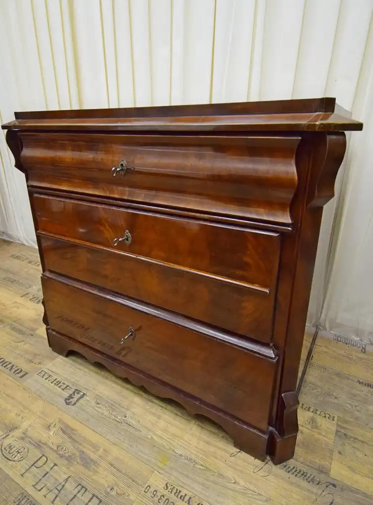 Kommode Biedermeier um 1850 Mahagoni Schellack  1