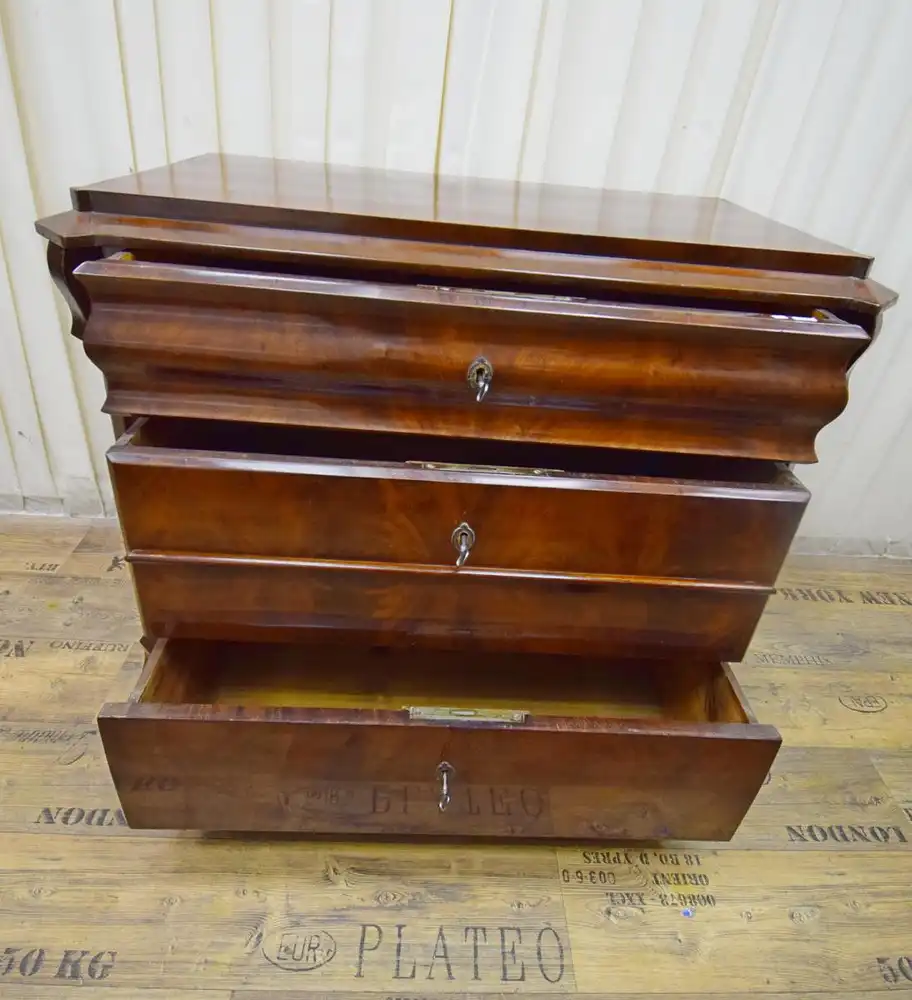 Kommode Biedermeier um 1850 Mahagoni Schellack  2
