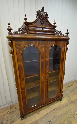 Vitrinenschrank mit Aufsatz Louis Philippe um 1860 Mahagoni 