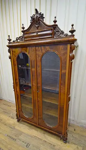 Vitrinenschrank mit Aufsatz Louis Philippe um 1860 Mahagoni 