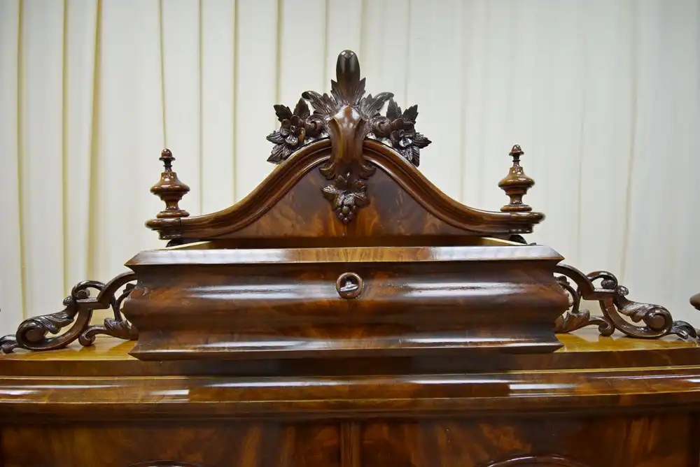 Vitrinenschrank mit Aufsatz Louis Philippe um 1860 Mahagoni  2