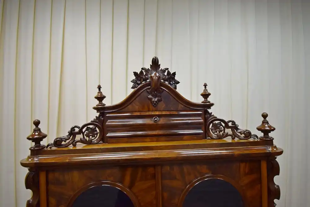 Vitrinenschrank mit Aufsatz Louis Philippe um 1860 Mahagoni  3