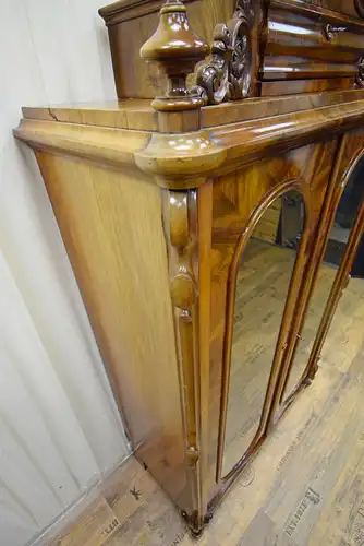 Vitrinenschrank mit Aufsatz Louis Philippe um 1860 Mahagoni 