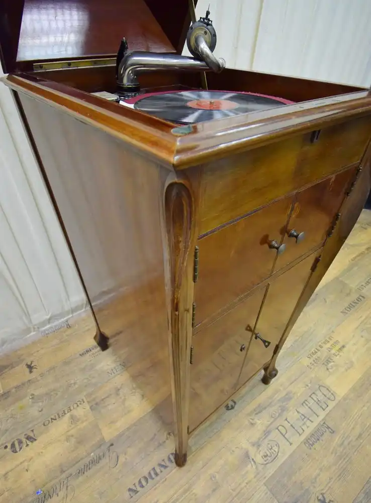Grammophonschrank Gramola um 1920 Mahagoni voll funktionsfähig  5