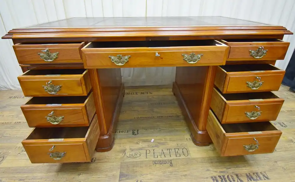 Schreibtisch Englisch Doubledesk um 1870 Mahagoni Schellack  4