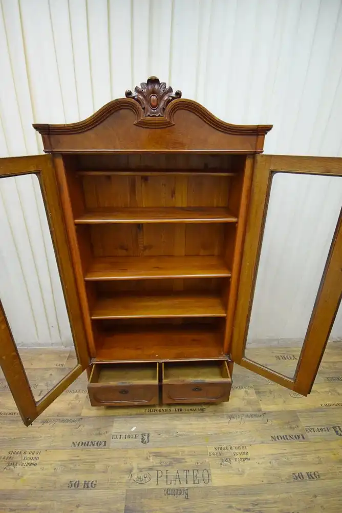 Vitrinenschrank Louis Philippe um 1850 Mahagoni Schellack  2