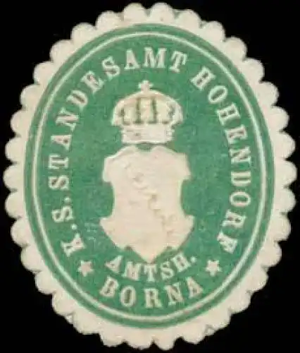 K.S. Standesamt Hohendorf Amtsh. Borna
