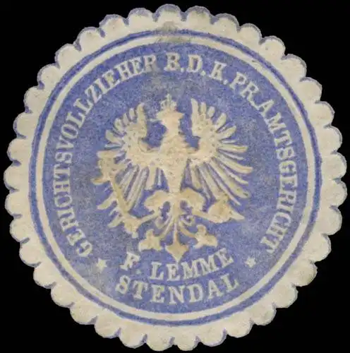 F. Lemme Gerichtsvollzieher b.d. K.Pr. Amtsgericht Stendal