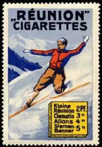 Reunion Cigarettes beim Ski fahren