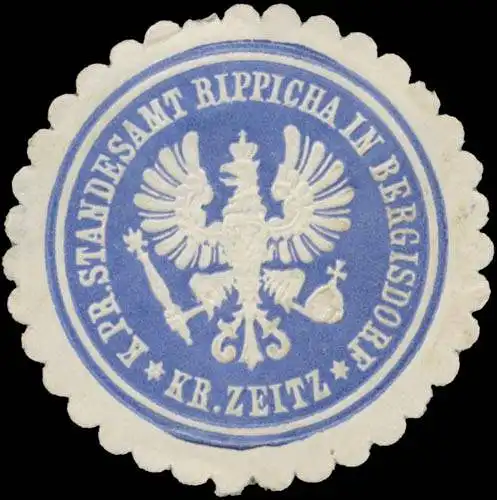 K.Pr. Standesamt Rippicha in Bergisdorf Kreis Zeitz