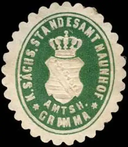 K. S. Standesamt Naunhof - Amtshauptmannschaft Grimma