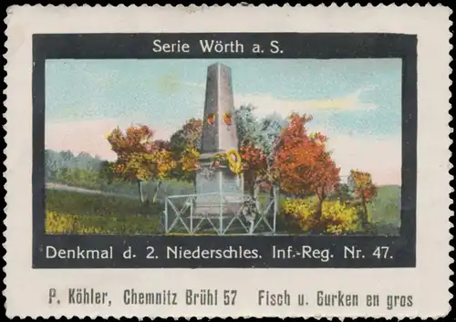 Denkmal d. 2. Niederschlesisches Infanterie-Regiment Nr. 47