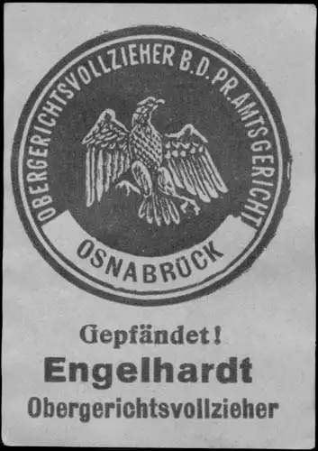 Engelhardt Obergerichtsvollzieher b. d. Pr. Amtsgericht OsnabrÃ¼ck