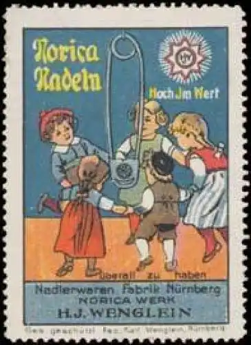 Kinder tanzen um Norica Nadel