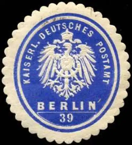 Kaiserl. Deutsches Postamt Berlin 39