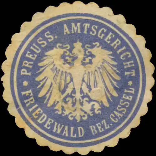 Pr. Amtsgericht Friedewald Bezirk Kassel